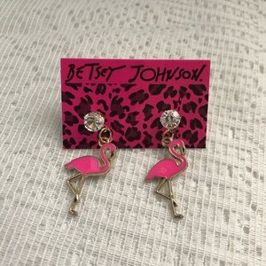 Betsy Johnson flamingo dangle earrings